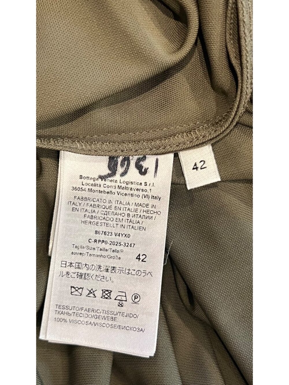 BOTTEGA VENETA Asymmetric embellished gathered khaki maxi dress size IT 42/ US - Picture 12 of 16